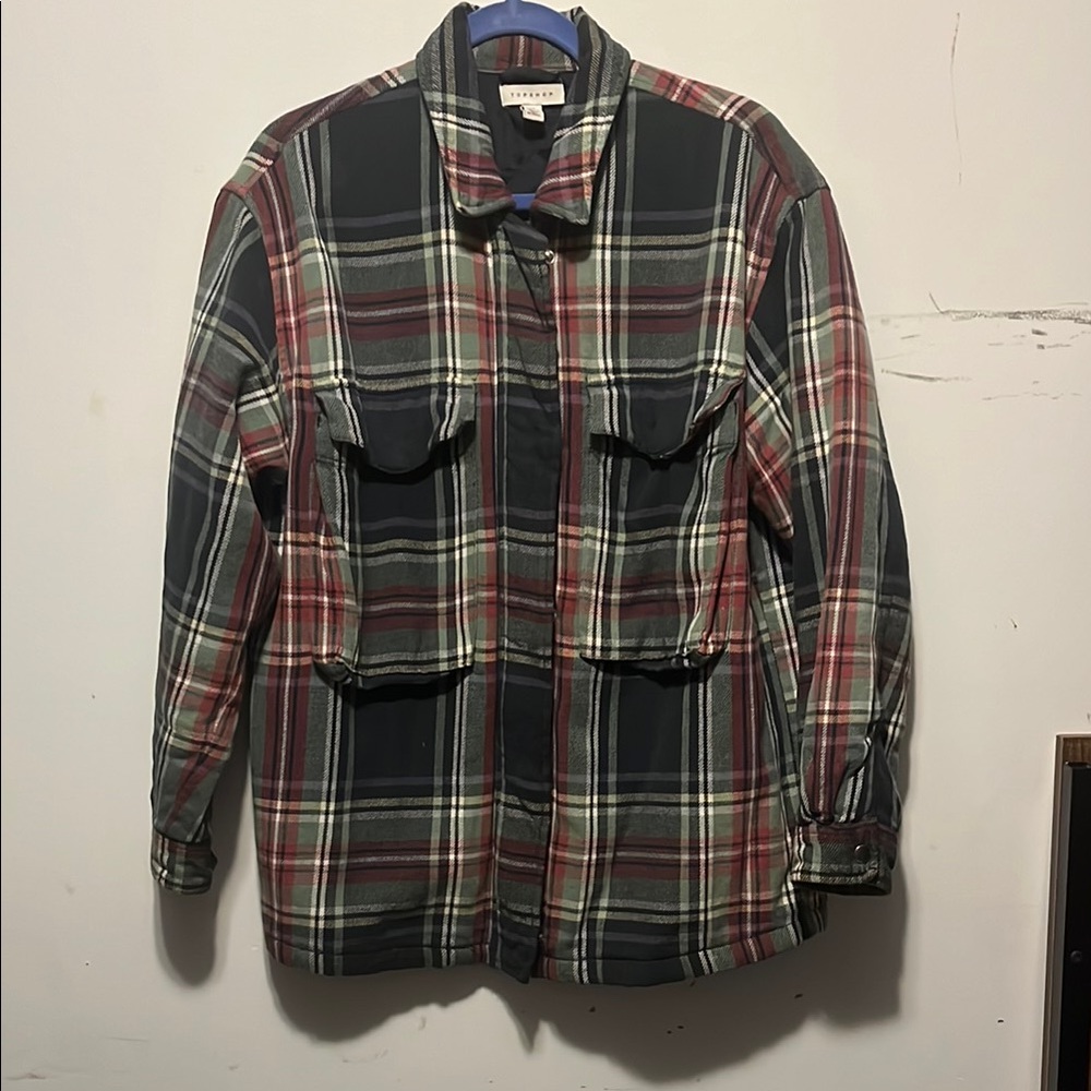 Top shop- Plaid Button-Up Jacket